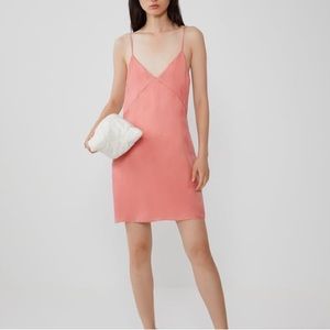 Zara Coral Salmon Pink Plunge Back Mini Slip Dress NWT